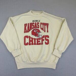 Majestic Threads Sweatshirt Mens L Cream Kansas City Chiefs Super Bowl LIX NFL